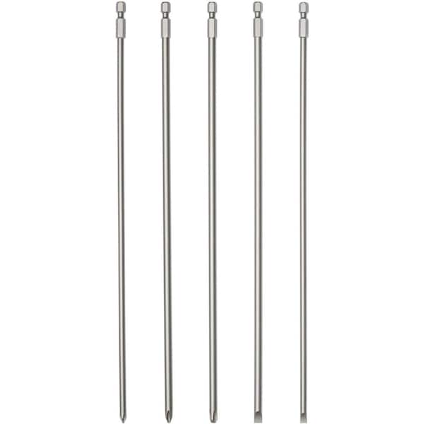 Neiko Extra Long Bit Set, 5-Piece, Cr-V Steel, 12'' Length, 1/4'' Hex Shank 10043A - main