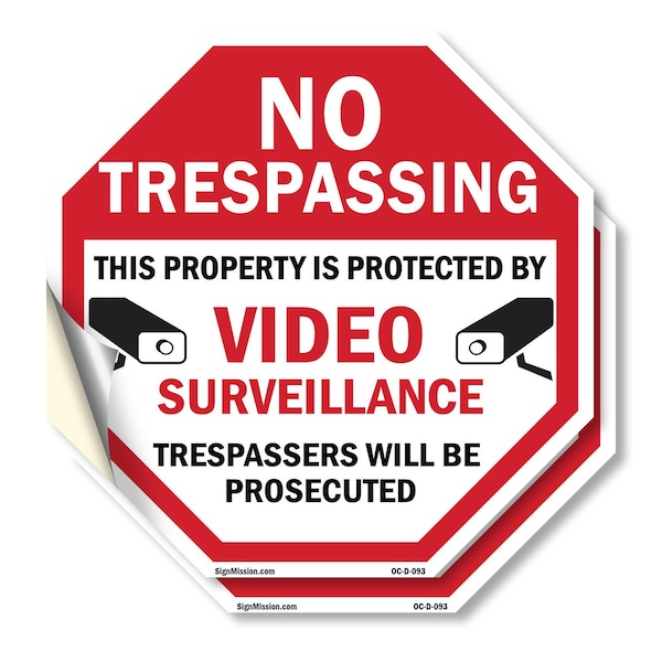 Signmission No Trespassing This Property Is Pro, 6 inch X 6 inch, Vinyl Decal, 2PK OC-D-2PACK-6-93 - main