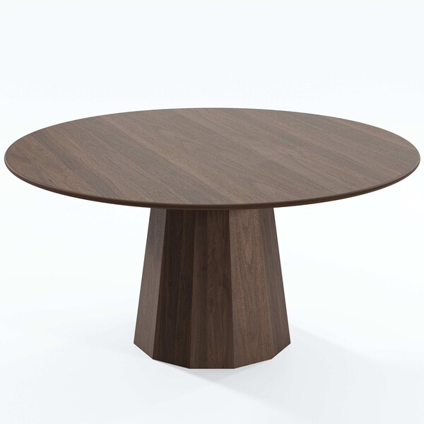 Homeroots 60" Brown Wood Pedestal Base Round Top Dining Table 720968 - main