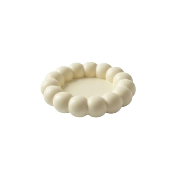 Homeroots 5in Light Yellow Resin Handmade Round Trinket Tray 724181 - main