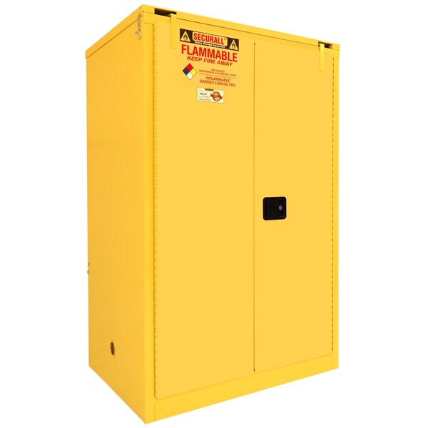 Securall Flammable Drum Storage Cabinet, 75 Gallon, 1 Shelves, 43 in W x 67 in H x 31 in D, Yellow V375 - main