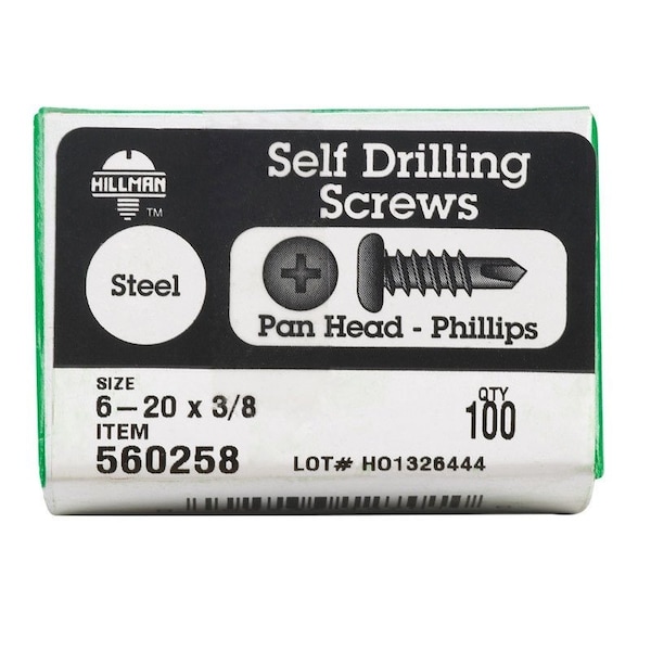 Hillman Sheet Metal Screw, Pan Head Phillips Drive, 100 PK 560258 - main