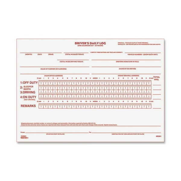 Rediform Driver's Daily Log Book, White RED6K681 - main