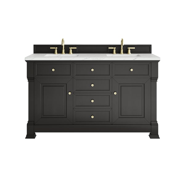 James Martin Vanities Brookfield 60'' D Vanity, Black Onyx w/ Ethereal Noctis Silestone Top w/FreePower Wireless Charger 547-V60D-BKO-FENC - main