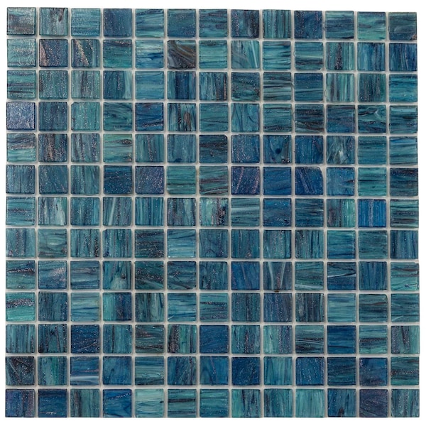 Apollo Tile Celestial 12 in. x 12 in. Glossy Sea Blue Glass Mosaic Wall and Floor Tile 20 sq. ft./case, 20PK APLST88GN418A - main