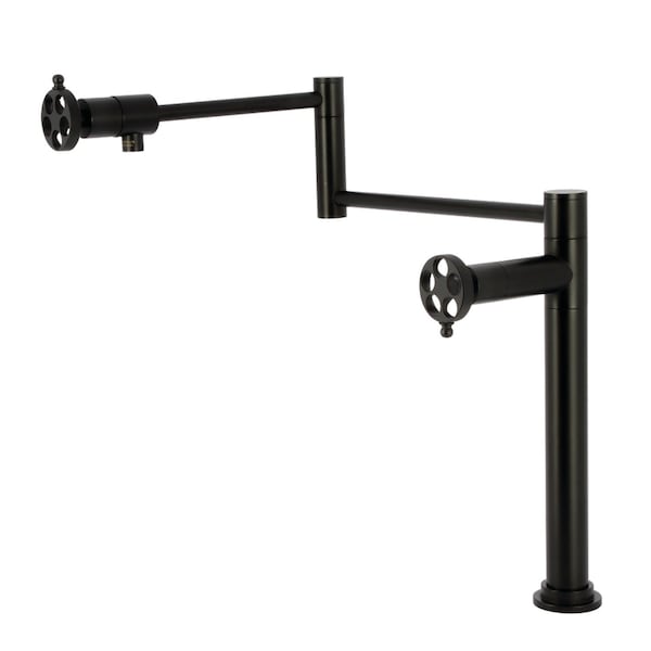 Kingston Brass Deck Mount Pot Filler Faucet with Knurled Handle, Matte Black KS4700RKZ - main