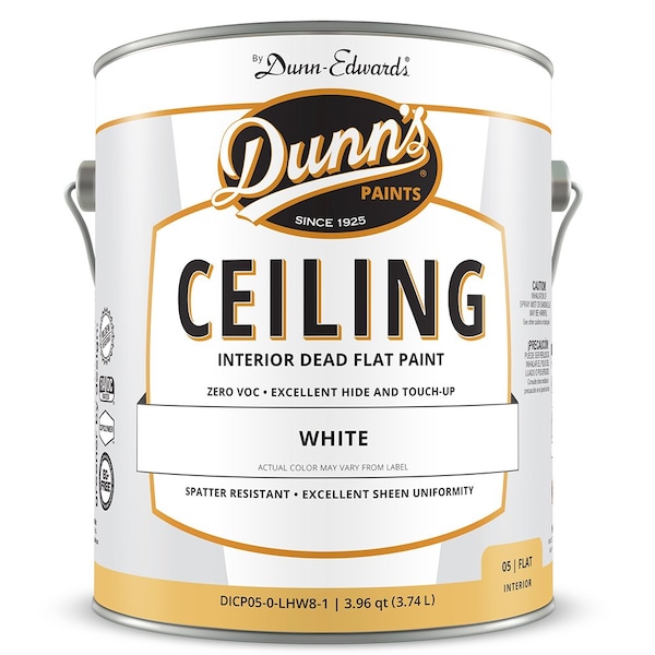 Dunn-Edwards 1 Gal Dunn-Edwards DICP05-0-LHW8-1 White Dunn's Paints SELECT Ceiling Interior Dead Flat Paint DPMP00-0-WH-5 - main