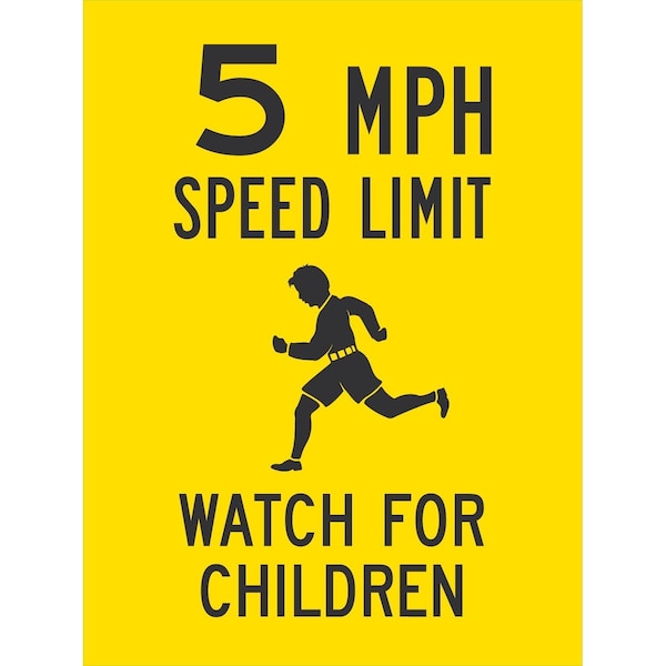 Lyle 5 MPH Speed Limit, Watch For Children (with Graphic), 24x24, Engineer Grade, Yellow G-13734-EG_24x24 - main