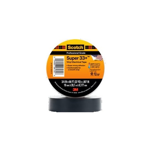 3M ElectricalTape, Black, 22ydL, 3/4inW 57163 - main