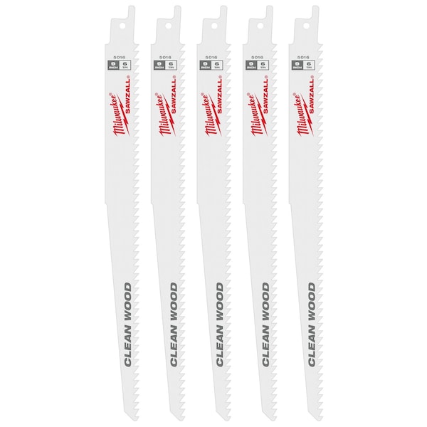 Milwaukee Tool 9" 6 TPI Fleam Ground SAWZALL Blades (5 Pk) 48-00-5016 - main