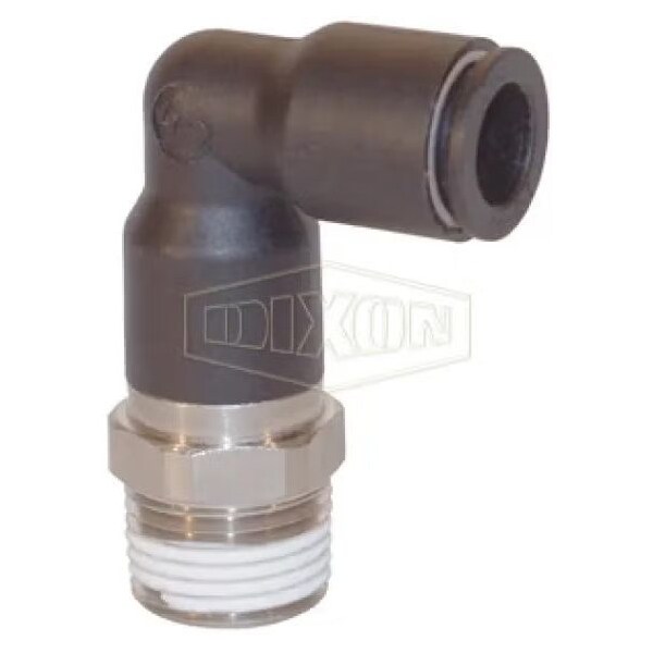 Dixon Legris by Extended Push-In Elbow, 1/4 x 3/8 in Nominal, MNPT x Tube, 290 psi Pressure, Brass/Nylon, 31296014 - main