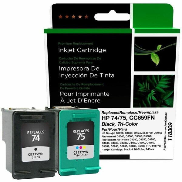 Clover Imaging Group Imaging Remanufactured Black, Tri-Color Ink Cartridges, 2PK 118309 - main