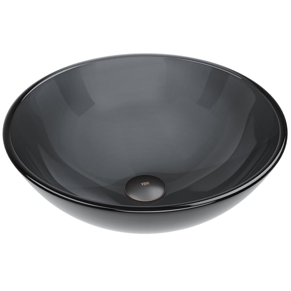 Vigo Giovanni Sheer Black Glass 17 in. L x 17 in. W x 6 in. H Round Vessel Bathroom Sink VG07042 - main
