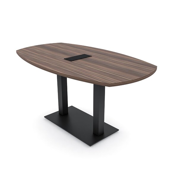Skutchi Designs Arc Boat Conference Table, 36 in W, 72 in L, Brown HAR-ABOT-36X72-DOU.BK-H3041-EBLK - main