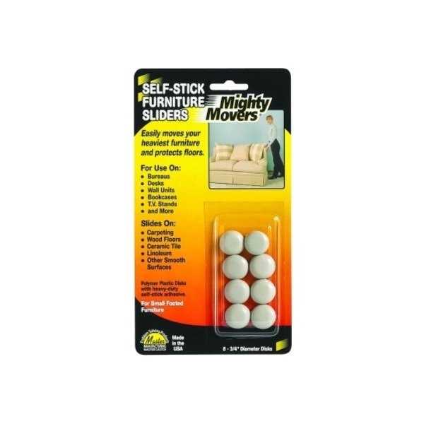 Master Caster Furniture Glide, Self-Stick, Round, 3/4, PK8 87001 - main