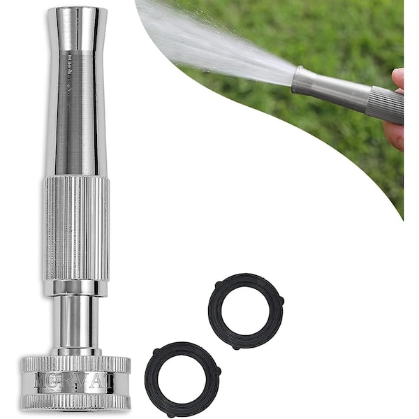 Morvat Nickel Plated Brass Metal Twist Garden Hose Nozzle MOR-NP-BNOZZLE-2-A - main