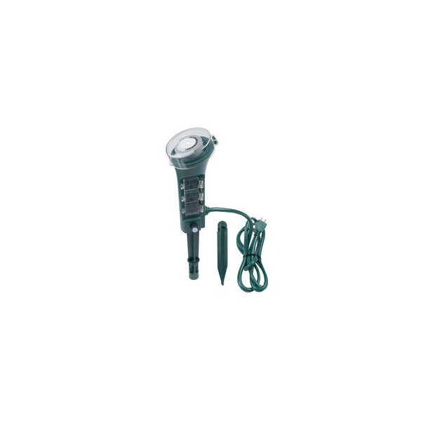Cable Wholesale 6-Outlet yard stake with mechanical timer. 6 foot cord. Green 12W2-36106 - main