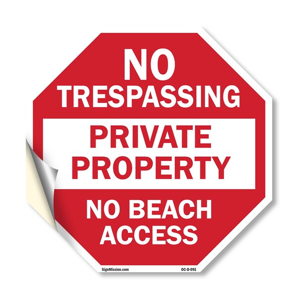 Signmission No Trespassing Private Property No, 10 Inch X 10 Inch, Vinyl Decal OC-D-10-91 - main