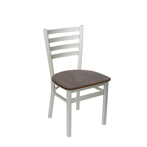 Bfm Seating Lima Ladder Back Chair - Vintage Walnut Relic Seat - Steel Frame - Silver Mist Finish 2160CVWR-SM - main