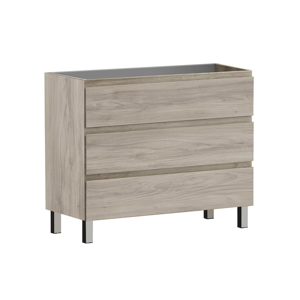 Homeroots 40" Natural Wood Freestanding Bathroom Vanity With White Sink And Three Drawers 624158 - main