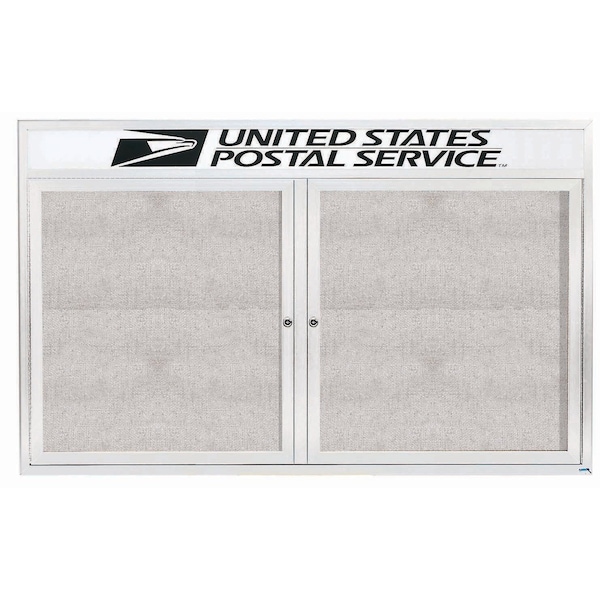Aarco Illuminated Outdoor Enclosed Bulletin Board w/ Al Frame Header, Powder Coated White, 36''Hx60''W ODCC3660RHIW - main