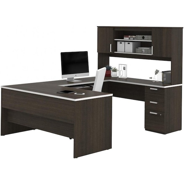 Bestar U-Shaped Desk - Dark Chocolate - Ridgeley Series 52414-79 - main