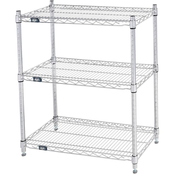 Global Industrial Nexel 3 Shelf, Stainless Steel Wire Shelving Unit, Starter, 30"W x 14"D x 34"H B3149659 - main