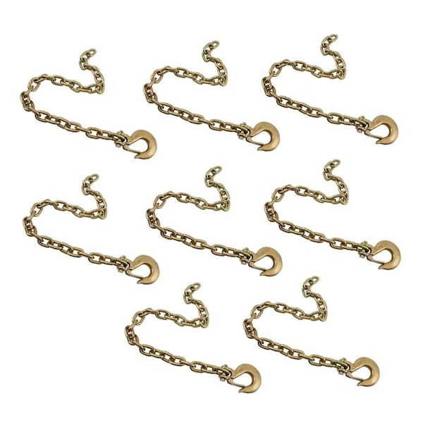 Mytee Products 3/8in x 36in Grade 70 Trailer Safety Chains w/ Forged Hook & Safety Clip, 8PK SC-3836x8 - main