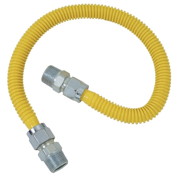 Dormont 5/8'' ODx36'' Coated SS Gas Connector 1/2'' MIP, Tapped 3/8'' FIPx1/2'' MIP, Tapped 3/8'' FIP 30C-3131-36B - main