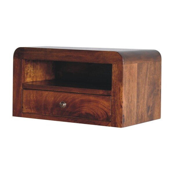 Homeroots 18" Chestnut Solid Wood One Drawer Floating Nightstand 653828 - main