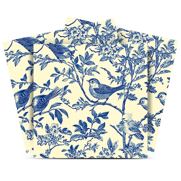 Homeroots 12" x 12" Blue And Yellow Vinyl Arabesque Peel And Stick Removable Tiles 571231 - main