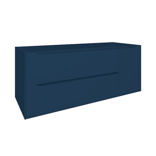 Homeroots 48" Blue Wood Floating Bathroom Vanity With White Sink And Two Drawers 624127 - main