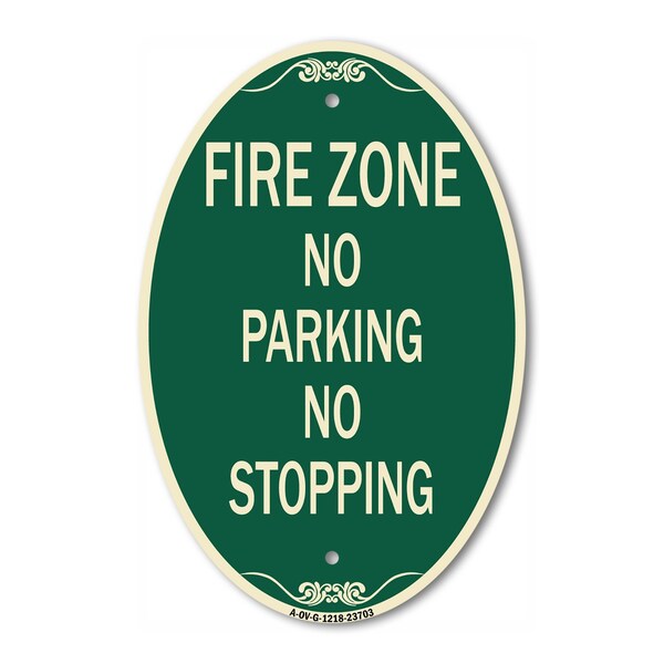 Signmission No Parking No Stopping, 12 Inch X 18 Inch Architectural Oval, Heavy Gauge Aluminum A-OV-G-1218-23703 - main