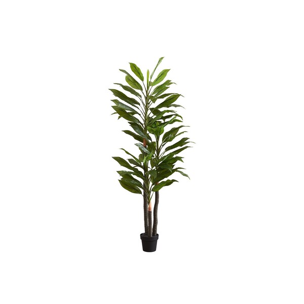 Monarch Specialties Artificial Plant, 83'' Tall, Indoor, Dracaena Tree, Decorative, Fake, Green Leaves, Black Pot I 9595 - main