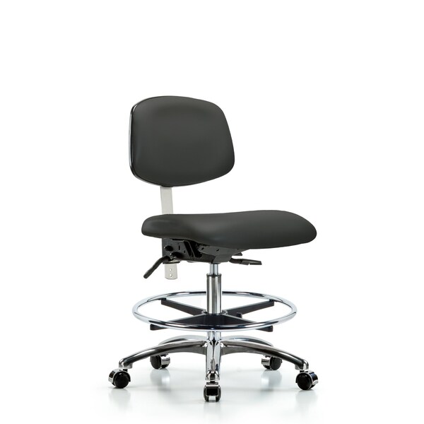 Blue Ridge Ergonomics Clean Room Chair Med Ben Chair, Vin, Chrm, CF, Cast, Gry, CL100, No Arms, 22" to 29" Height, Vinyl BR-NCR-VMBCH-CR-T0-A0-CF-CC-8605 - main