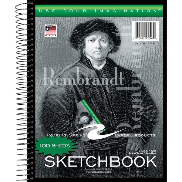 Roaring Spring Paper Products Sketch Book with Pocket - 100 Sheets Per Book 53101 - main