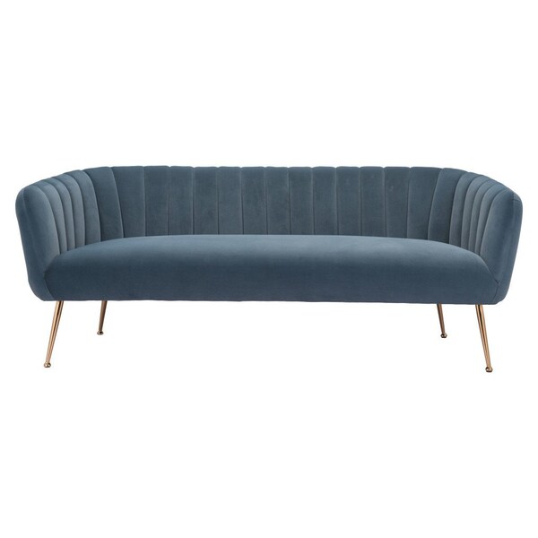 Homeroots 70" Gray Velvet Sofa With Gold Legs 385937 - main