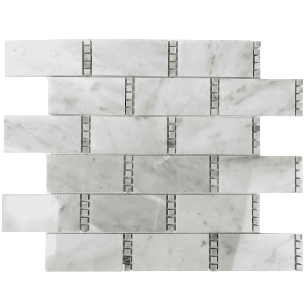 Apollo Tile 12x13 Bianco Carrara, Bardiglio Nuvolato Marble Subway Floor and Wall Tile 5.28 sqft/case, 5PK APLDC88R01A - main