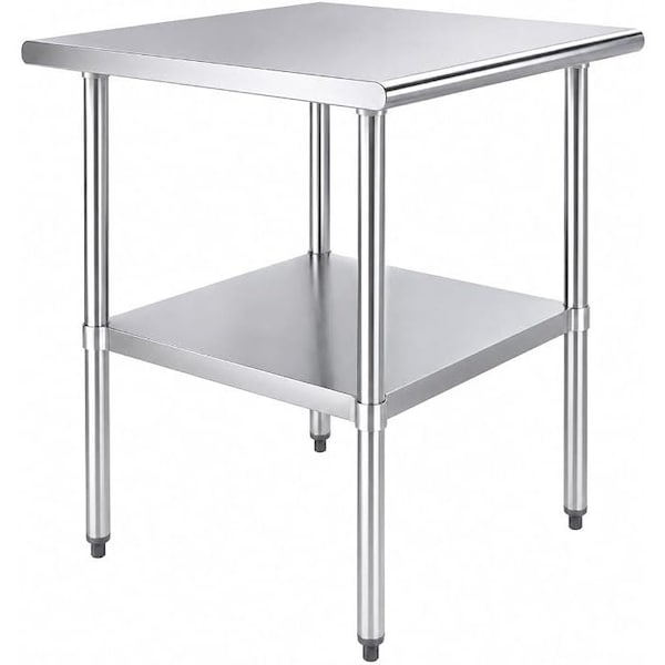 Amgood 30 in. x 30 in. All Stainless Steel Work Table, 35in. Height Commercial Prep Table with AMG WTSS-3030-Z - main