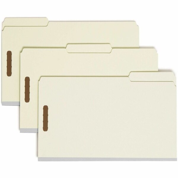 Smead 100% RECYCLED PRESSBOARD FASTENER FOLDERS, LEGAL SIZE, GRAY-GREEN, 25PK 20003 - main