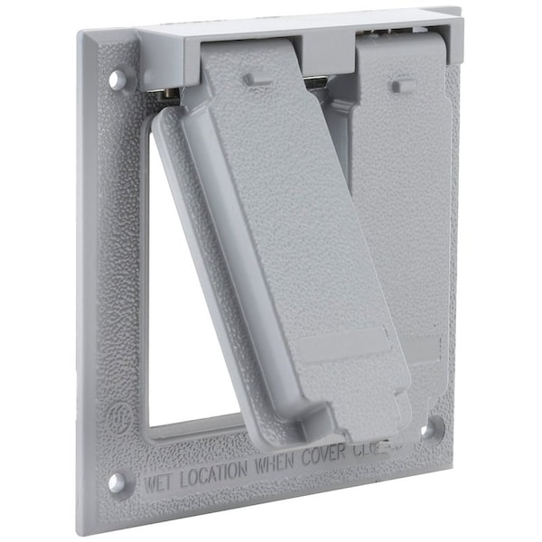 Hubbell Cover, 4-1/2 in L, 4-9/16 in W, Aluminum, Gray, Powder-Coated 5145-0 - main