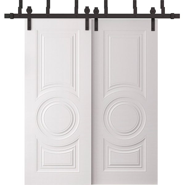 Sartodoors Sliding Closet Barn Bypass Doors 64 x 96 inches, BASIC 9801 White, 6.6ft Rails Hardware Set, Wood BASIC9801BBB-SKIN-6496 - main