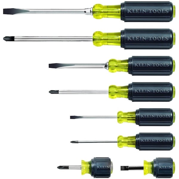 Klein Tools Screwdriver Set, General Purpose, Multi-Application, Ergonomic Grip, Black/Yellow, 8-Piece 85078 - main