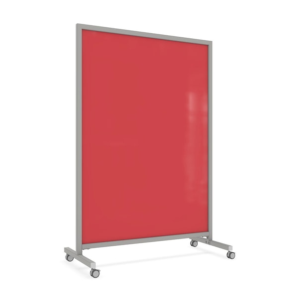 Ghent EZ Mobile Glassboard, Aluminum Frame, Magnetic, 75"H x 50"W, Rose EZ1MA7550RS - main