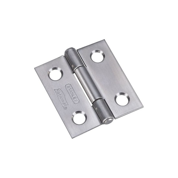 National Hardware Narrow Hinge, 1-1/2 in W Frame Leaf, 0.045 in Thick Frame Leaf, Stainless Steel, 7 lb, 2PK N348-979 - main