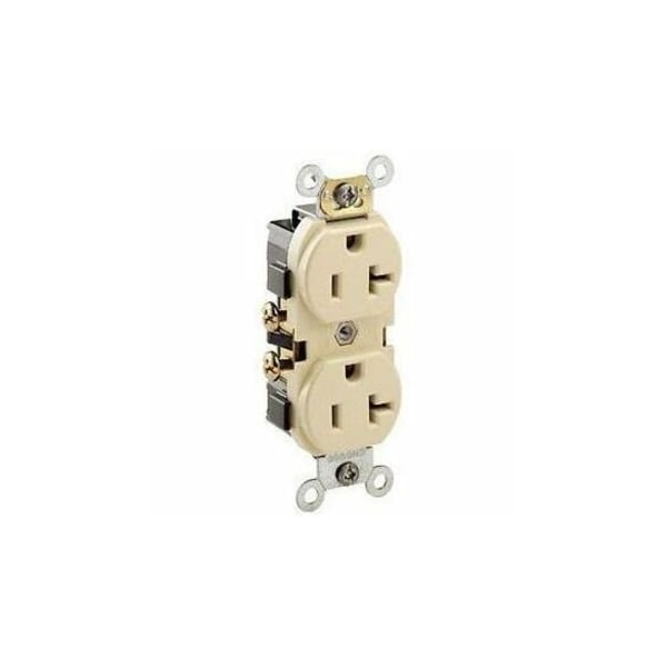 Leviton Duplex Receptacle Outlet, 20A, Ivory, 125V CR020-I - main