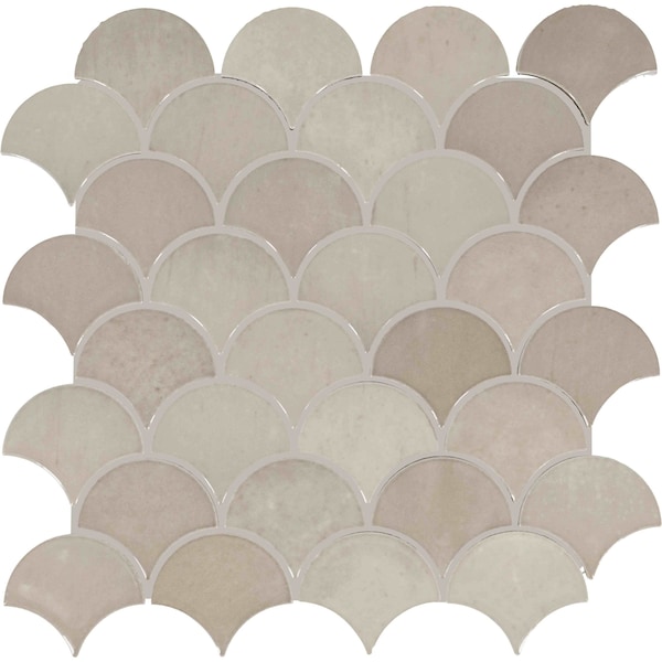 Daltile Miramo 3'' Ceramic Fan Wall Mosaic, 10PK MR46FAN3MBMSGL - main