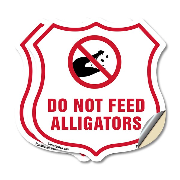 Signmission Alligator Warning Shield Sign Do Not Fee, 6 inch X 6 inch, Vinyl Decal, 2PK SHI-D-2PACK-6-355 - main