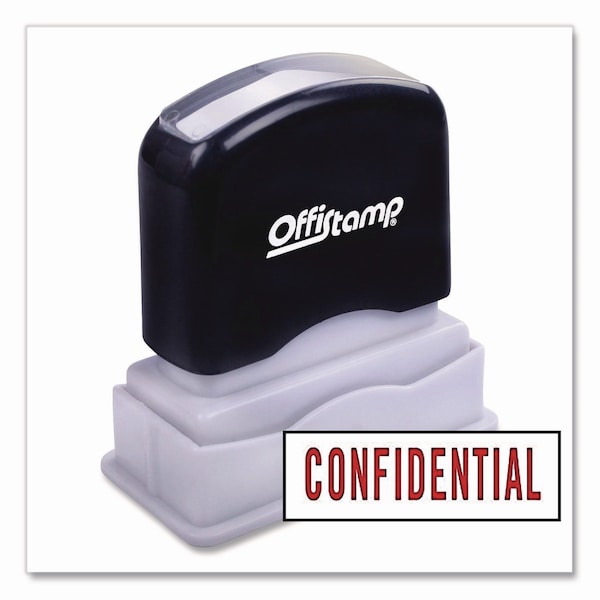 Offistamp Pre-Inked Message Stamp, CONFIDENTIAL, 1.63in x 0.38in, Red Ink 034500 - main