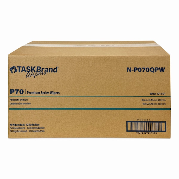 Hospeco TASKBrand P70 Series Premium Wiper, 11 x 13, Unscented, 75 Wipes, 12PK NP070QPW - main